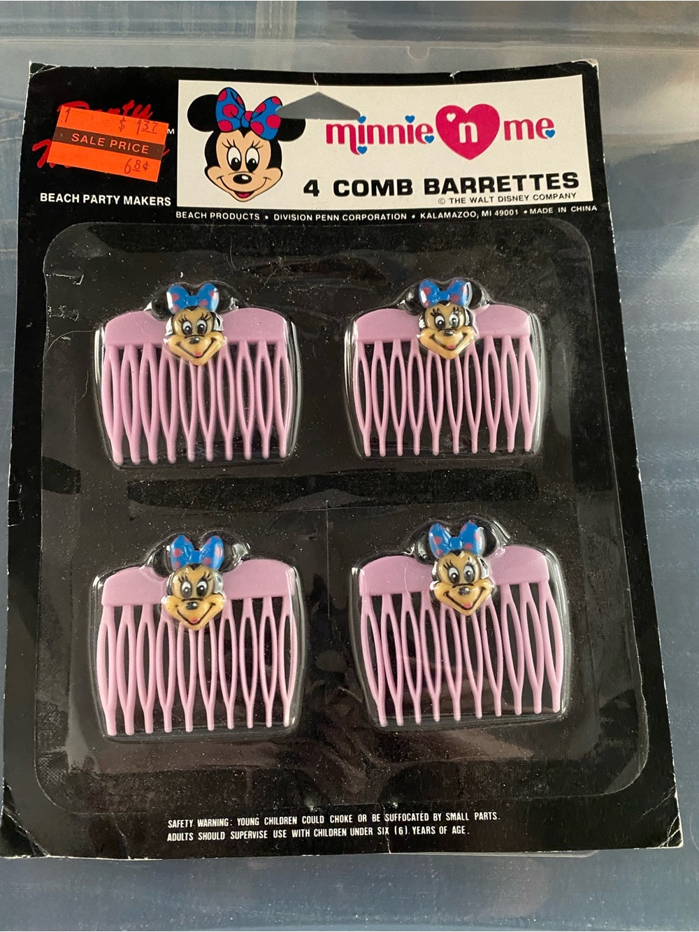 Vintage Minnie N Me NIP Comb Barrettes Minnie Mouse Pink Plastic Hair Mouse4
